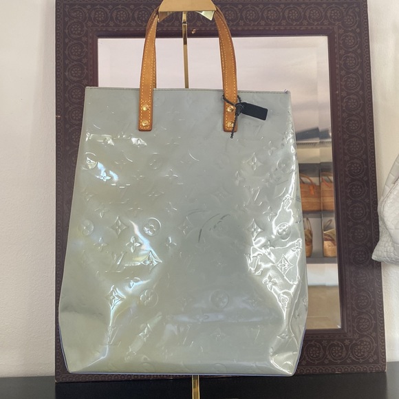 Authentic Louis Vuitton Houston Blue Green Patent Leather Vernis Tote Bag - Picture 2 of 16